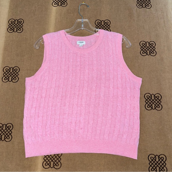 J. Crew Jackets & Blazers - J.Crew Pink Cable Knit Crew Neck Vest Sweater Size S
In Excellent Condition